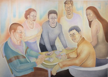 'SCHOOL LUNCH 13,' Oil on canvas,   40 x 60 inches, 2016, by Lisa DeLoria Weinblatt