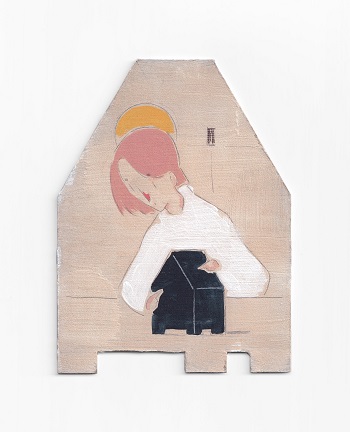 'Untitled,'  2020, Acrylic and graphite on cardboard, 6.25 x 4.75 inches, by Mae Dessauvage