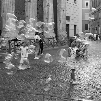 'Bubble Fun' archival print on metallic paper, image size 15 x 15 inches, framed size 22 x 22 x 2 inches, by Ed Tepper