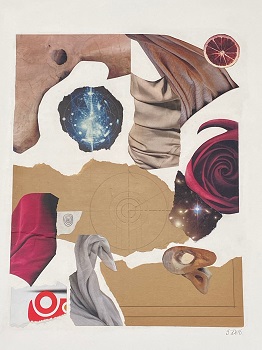 'Bullseye' Collage of found images and acrylic, framed size 20 x 24 inches, by Santa Sergio De Haven