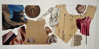 'Instructions Included' collage of found images, ink and acrylic, 36 x 24 inches framed (horizontal), by Santa Sergio De Haven