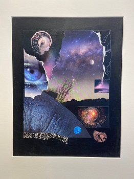 'When the Night Comes' Collage of found images and acrylic, 16 x 20 inches framed (vertical), by Santa Sergio De Haven