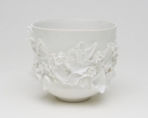 'Hungarian Wildflower Cup' Porcelain clay and slip by Sydney Clark