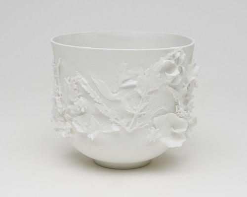 'Hungarian Wildflower Cup' Porcelain clay and slip by Sydney Clark