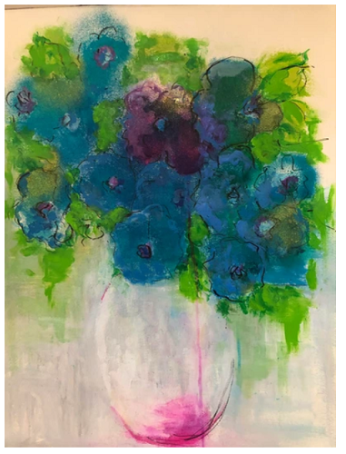 'Blue Flowers with White Vase,' by Marlene Fisher