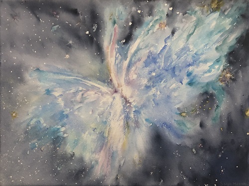 'Butterfly Nebula/NGC6302' by Sandy Nye Moran, Watercolor, 17 x 13 inches