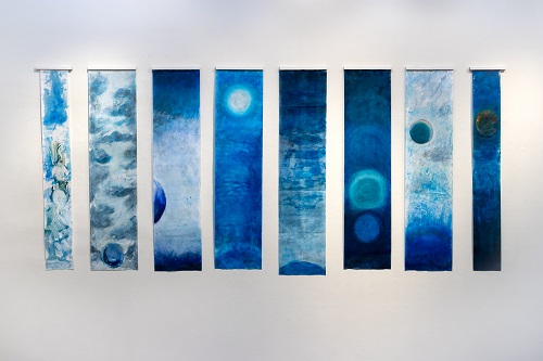 'Blue Skies,' Encaustic monotypes, by Susanne K. Arnold