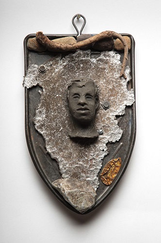 'Odysseus (A Far Country),' Encaustic and found objects, 9 x 5.5 x 3 inches by Susanne K. Arnold