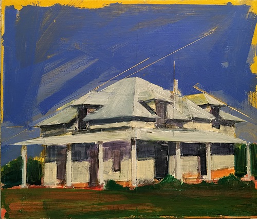 'White House with dormers,' Oil on panel by Louis Poole