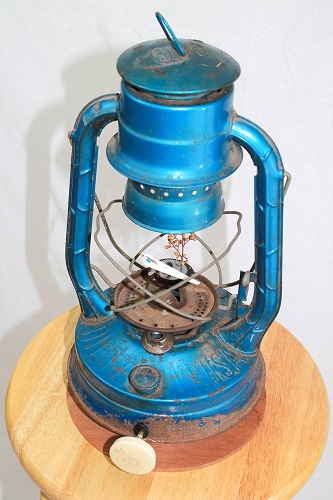 'Blue Lantern' Found Object Kinetic Sculpture by Tim Harper